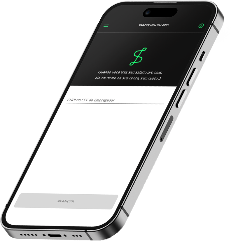 Vemos um celular, com a tela de portabilidade dentro do aplicativo do next.