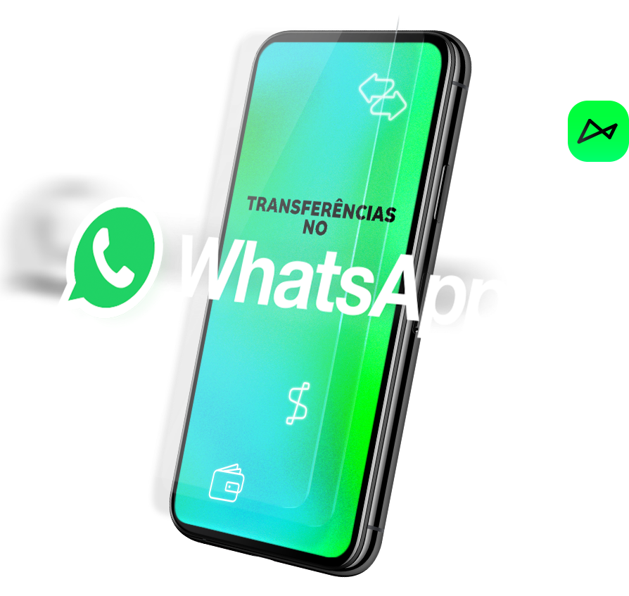 Celular com funcionalidade de transferência no WhatsApp.